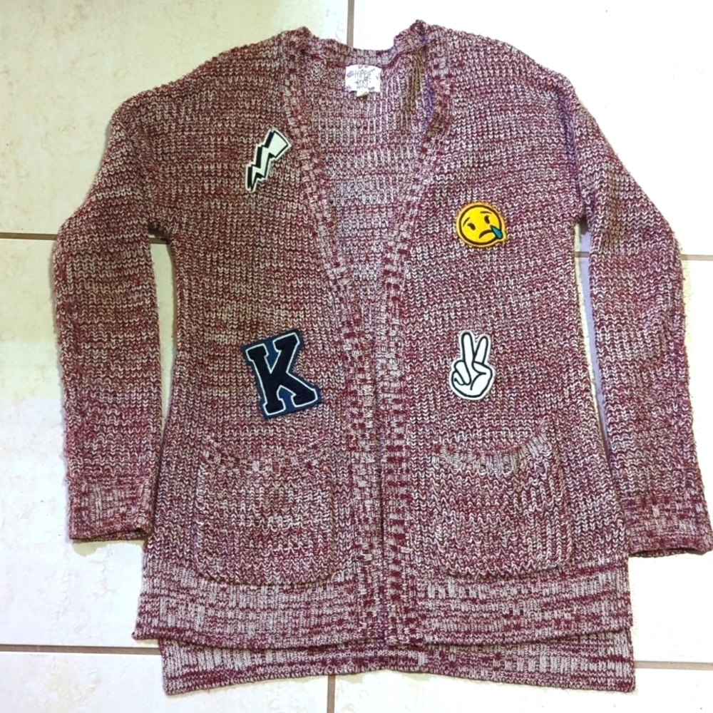 Hippie Rose Women's Emoji Knit Cardigan w/Pockets Size Small